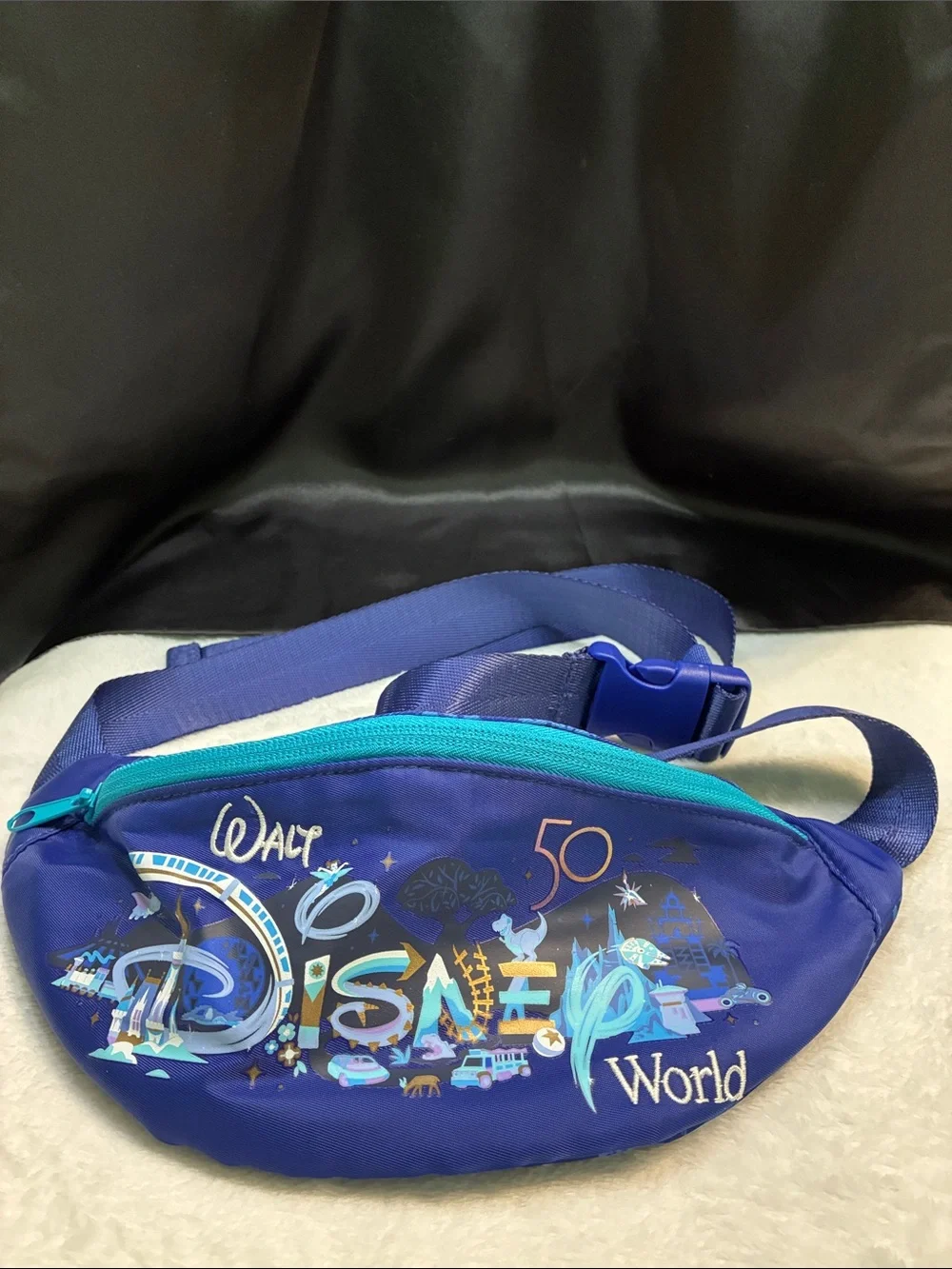 Disney Walt Disney World 50th Anniversary Blue Teal Kids Fanny Pack